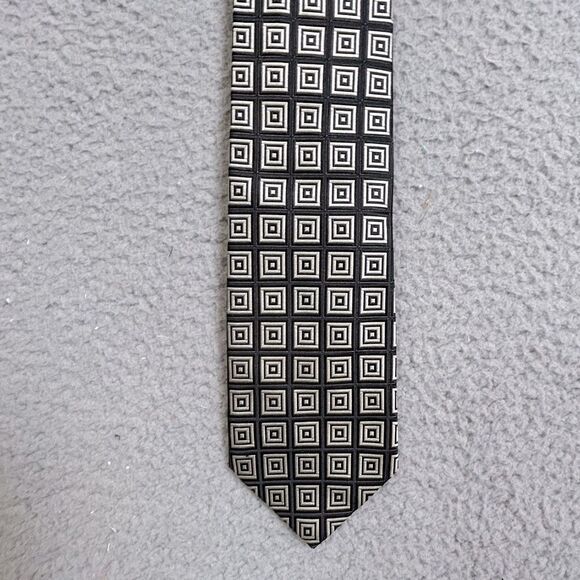 Canali men’s silk Geometric Black and White Tie - Picture 1 of 4